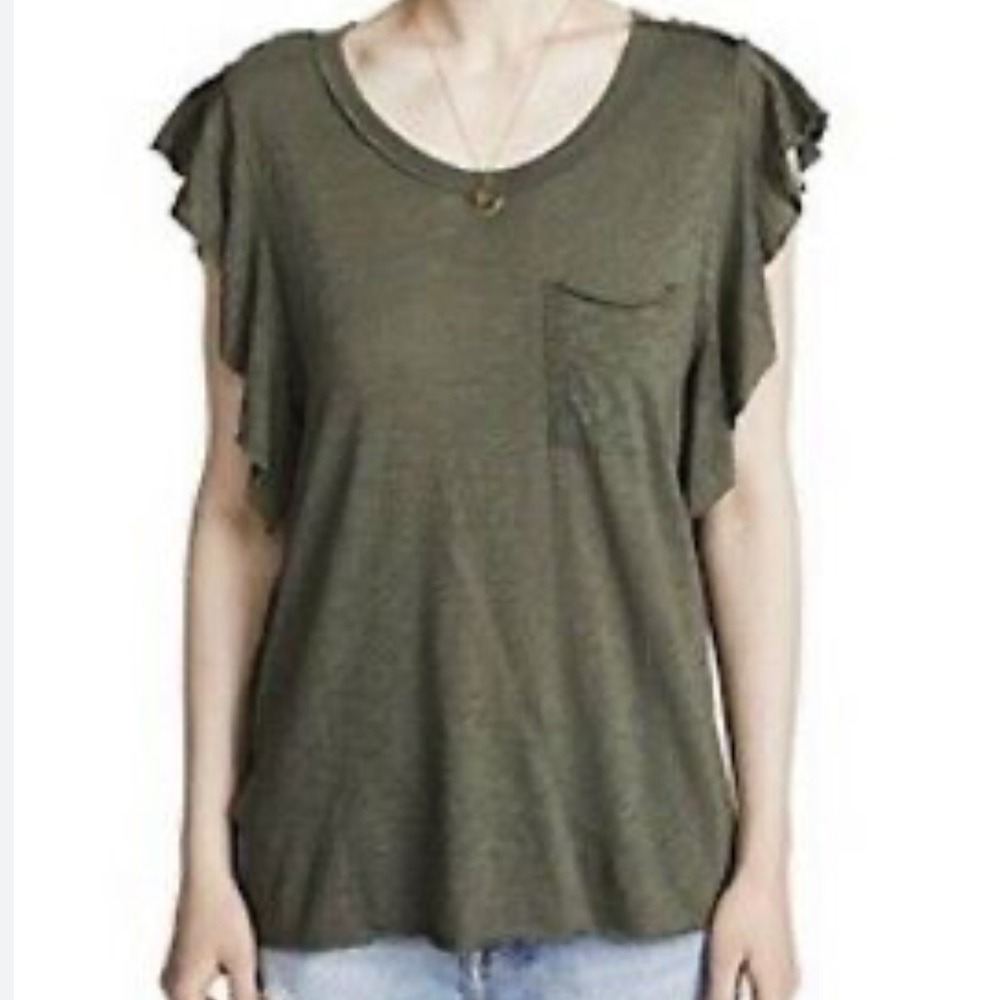 Free People We The Free So Easy Tee Shirt Army Green Medium